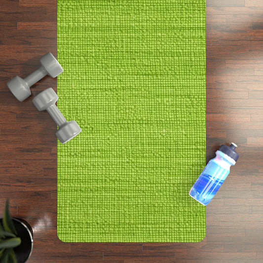 Lush Grass Neon Green: Denim-Inspired, Springtime Fabric Style - Rubber Yoga Mat