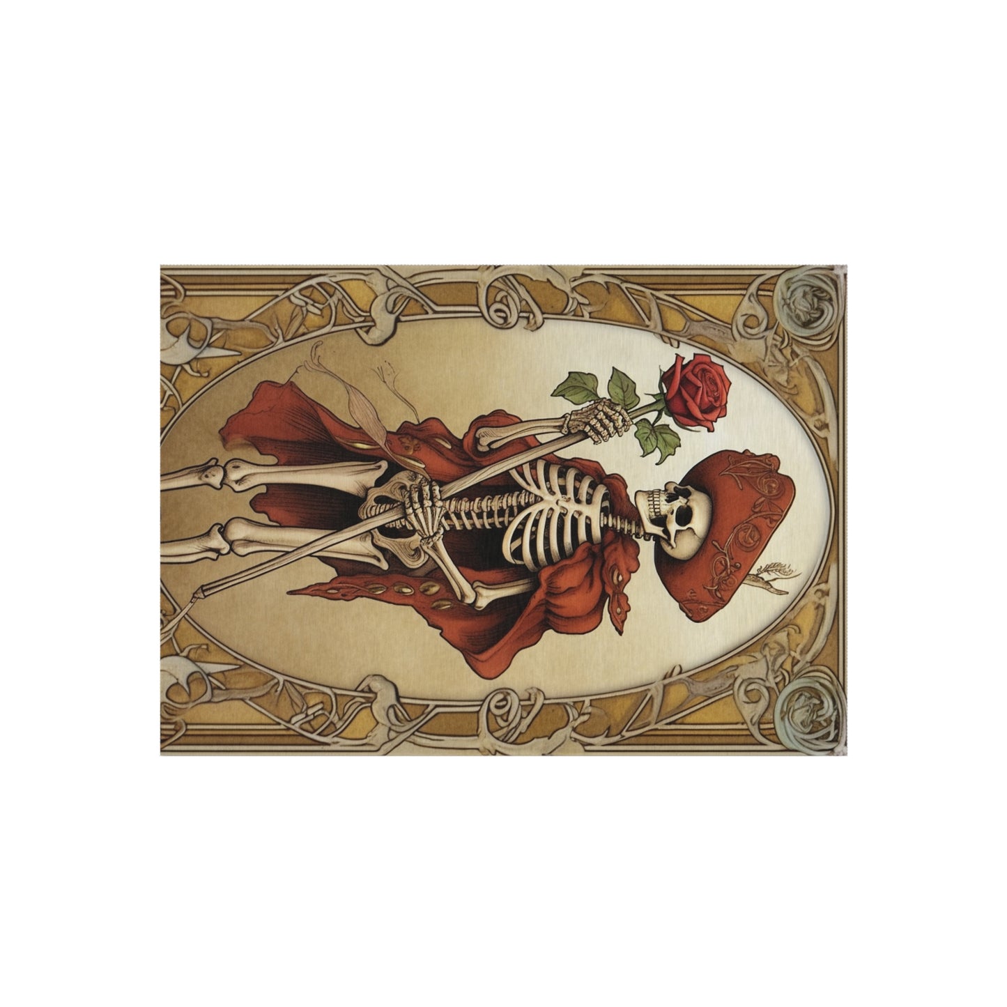 Death Card Tarot - Skeleton, Rose, and Transformation Journey - Outdoor Rug