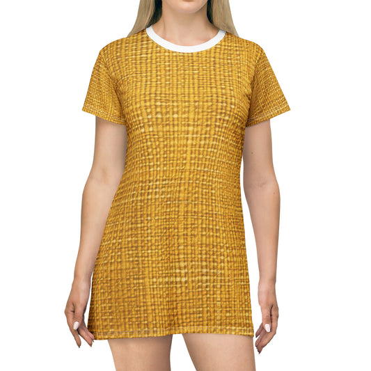 Radiant Sunny Yellow: Denim-Inspired Summer Fabric - T-Shirt Dress (AOP)