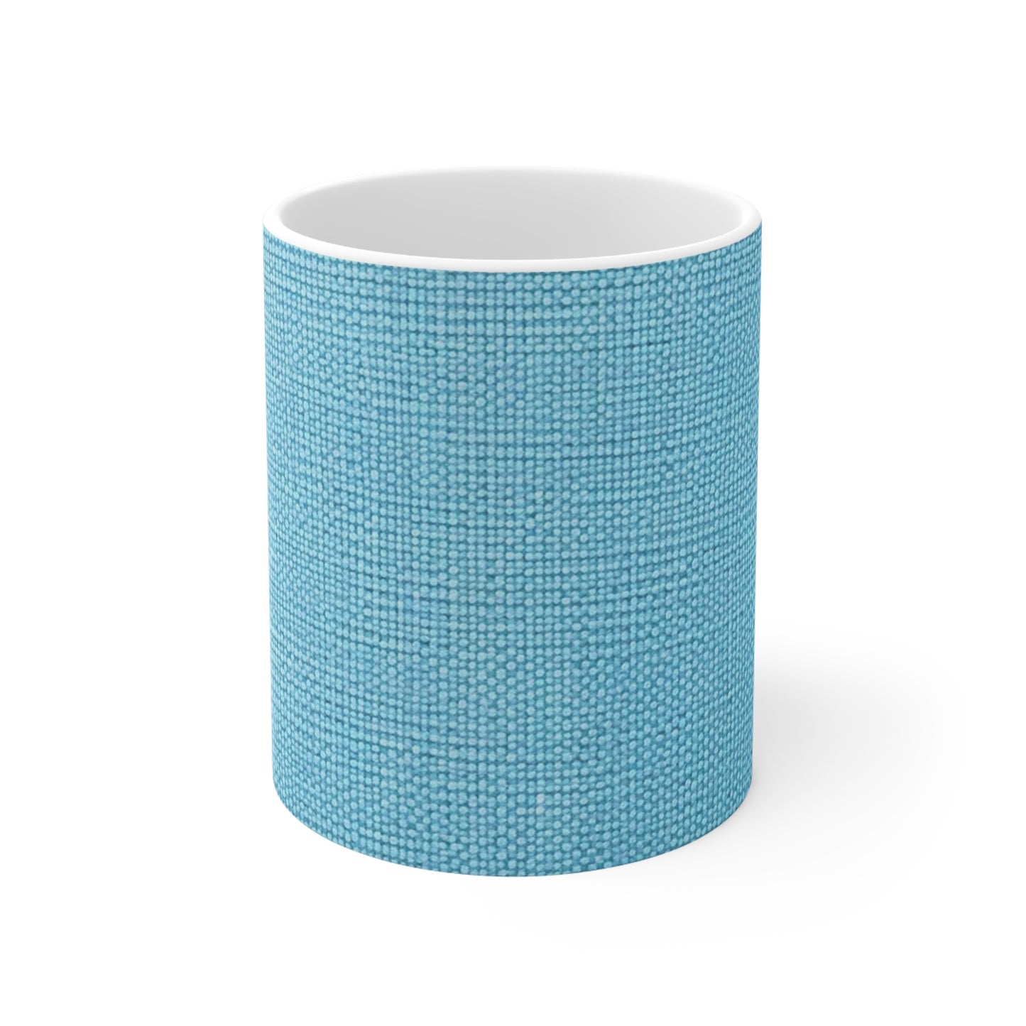 Bright Aqua Teal: Denim-Inspired Refreshing Blue Summer Fabric - Ceramic Mug 11oz