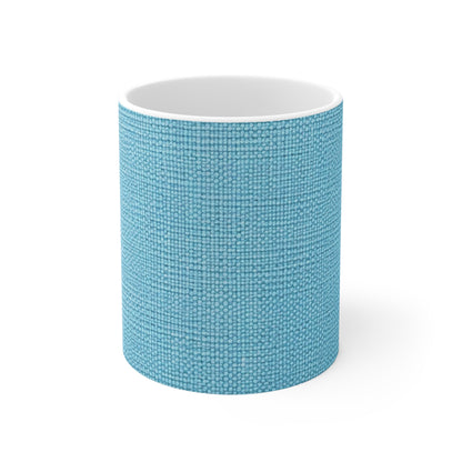 Bright Aqua Teal: Denim-Inspired Refreshing Blue Summer Fabric - Ceramic Mug 11oz