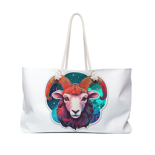 Aries Zodiac Sign - Vivid & Bright Color Cosmic Astrology Symbol - Weekender Bag