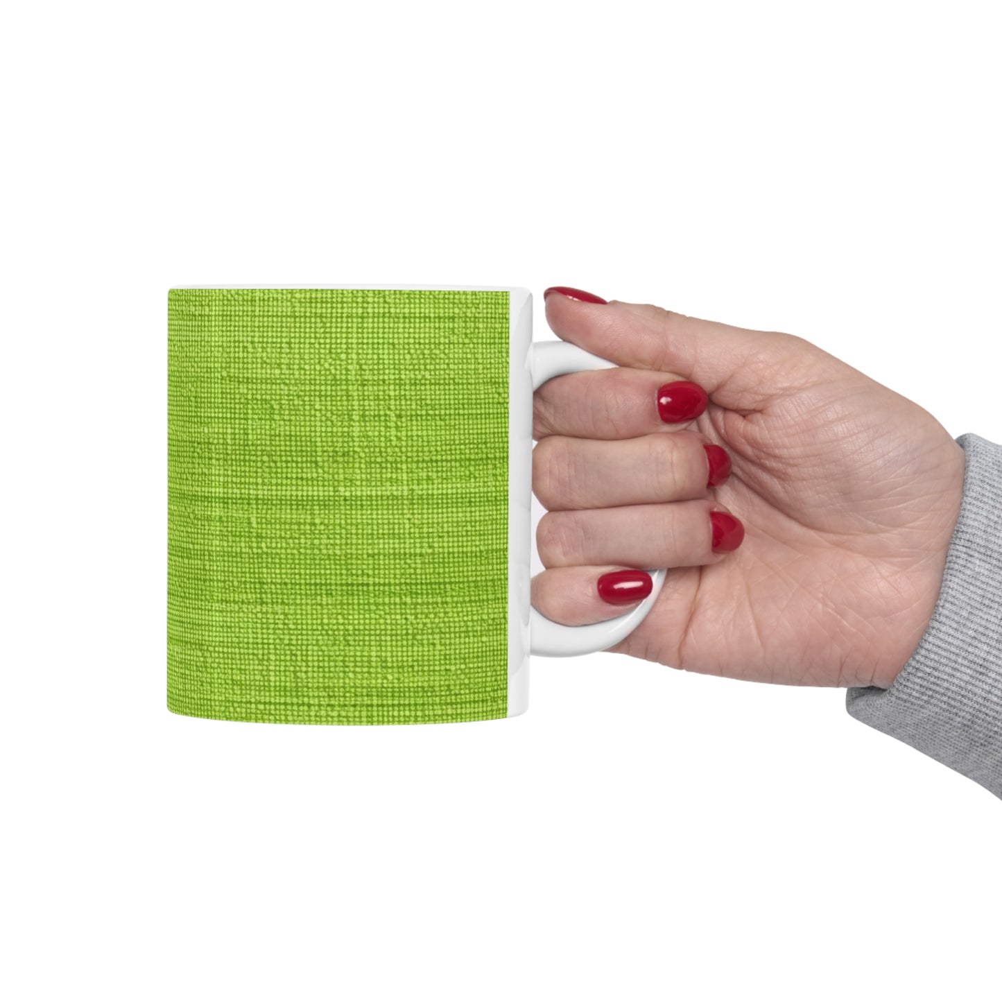 Lush Grass Neon Green: Denim-Inspired, Springtime Fabric Style - Ceramic Mug 11oz