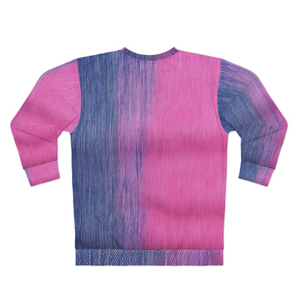 Dual Delight: Half-and-Half Pink & Blue Denim Daydream - Unisex Sweatshirt (AOP)