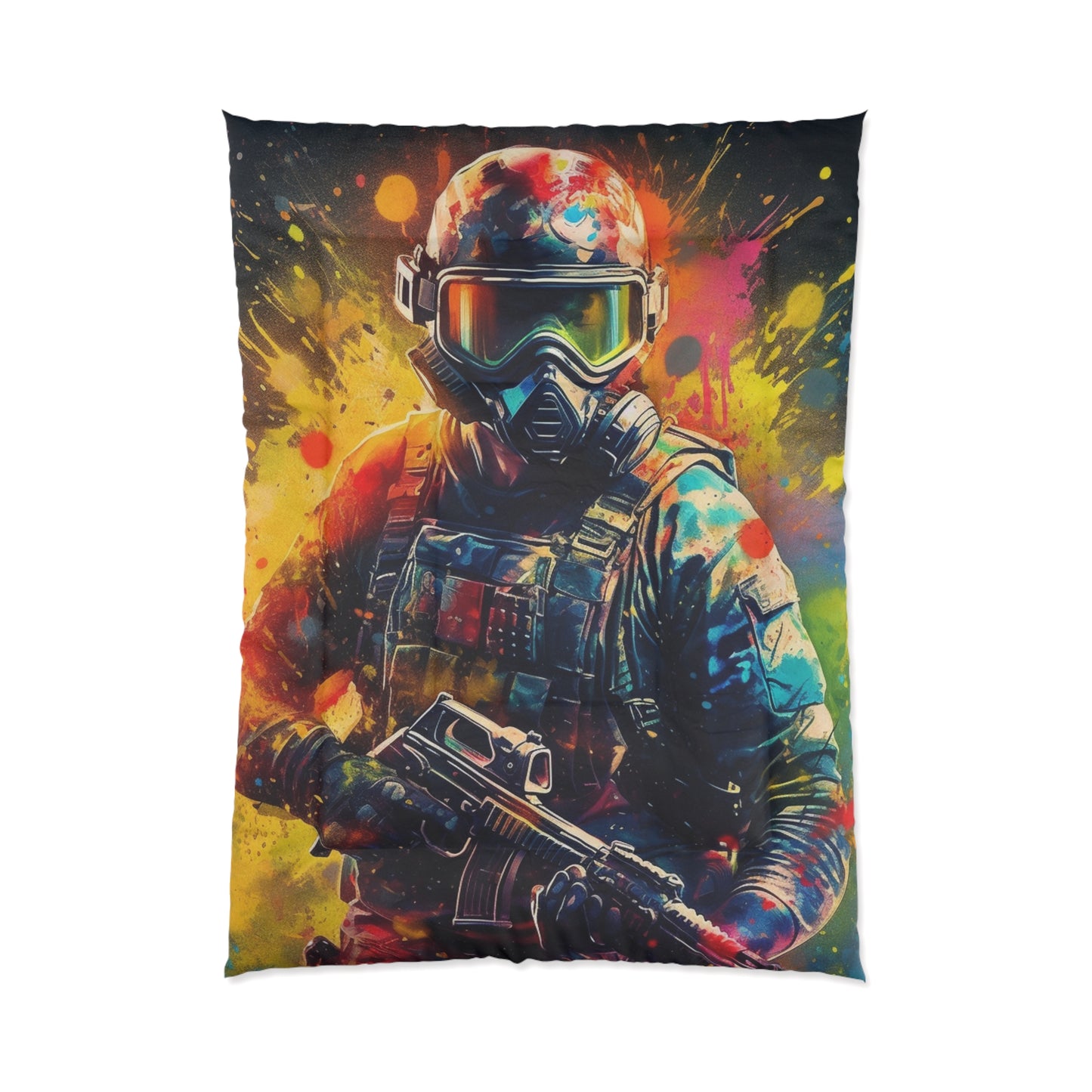 Paintball Game Sport: Professional Action Shot Target Player - Bed Comforter