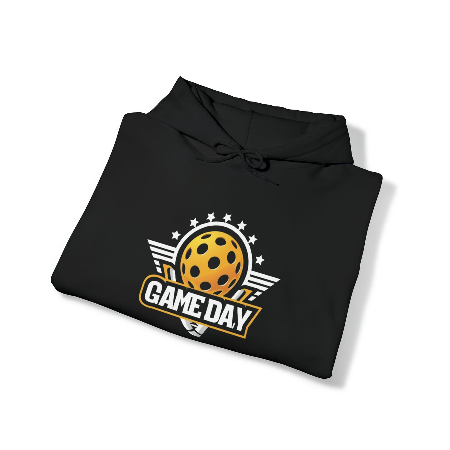 Stellar Pickleball Game Day Emblem with Stars and Winged Ball Design - Unisex Heavy Blend™ Hooded Sweatshirt