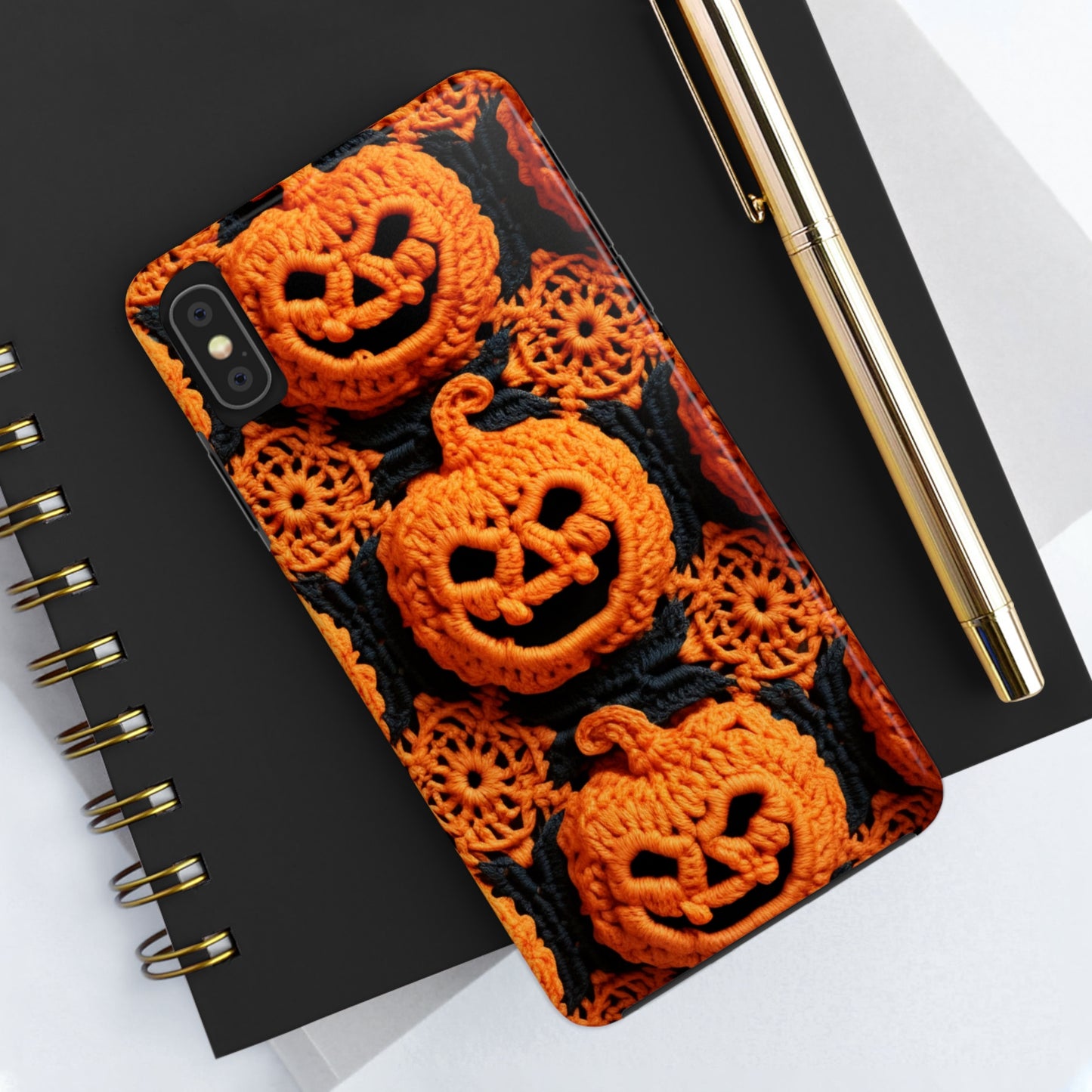 Halloween Crochet Pumpkin Scary Horror Festive Holiday Pattern - Tough Phone Cases