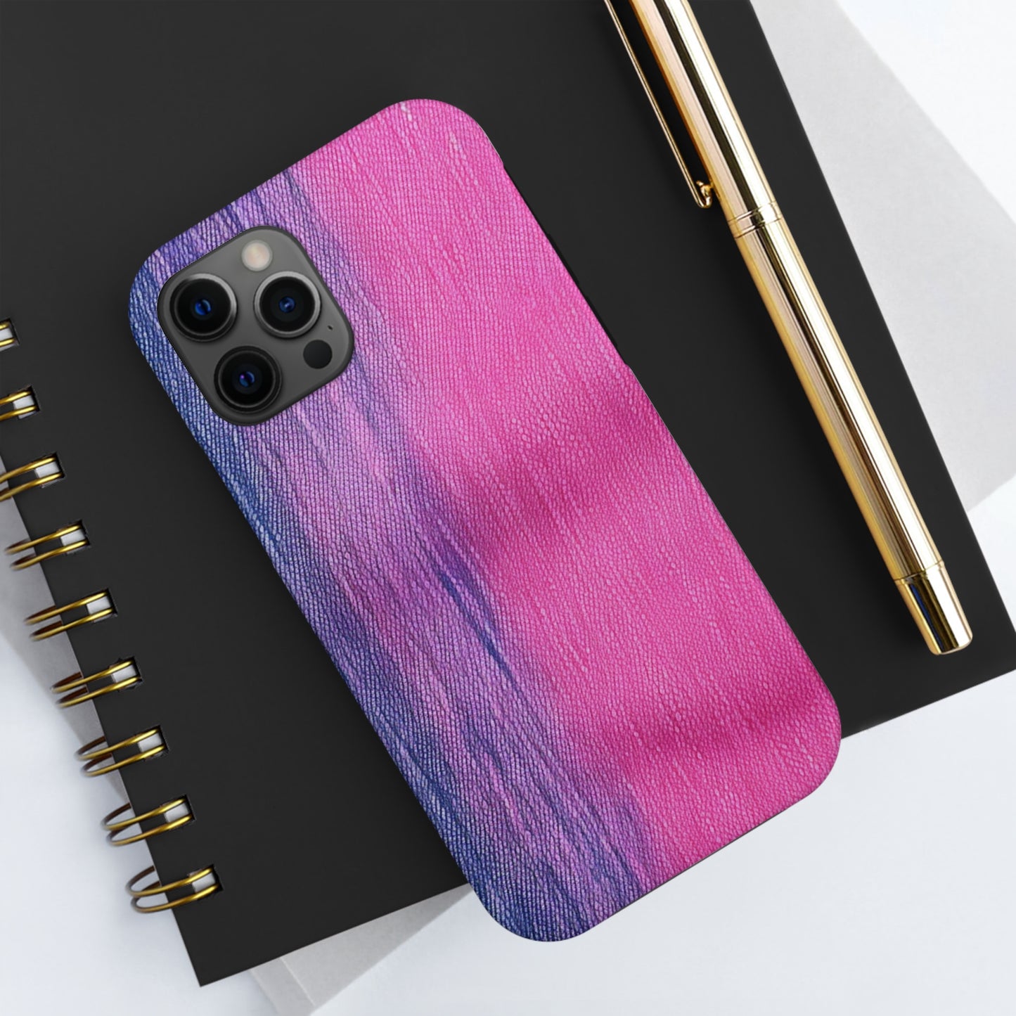 Dual Delight: Half-and-Half Pink & Blue Denim Daydream - Tough Phone Cases