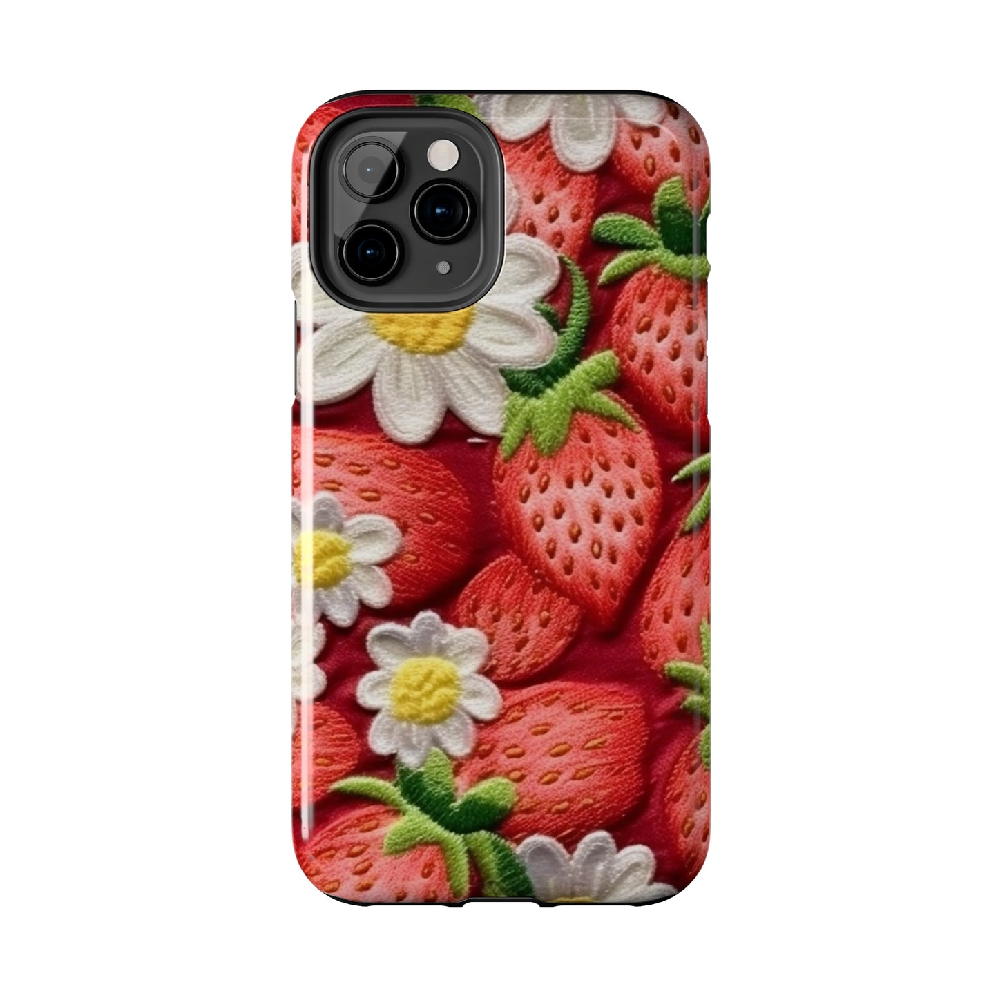 Strawberry Strawberries Embroidery Design - Fresh Pick Red Berry Sweet Fruit - Tough Phone Cases