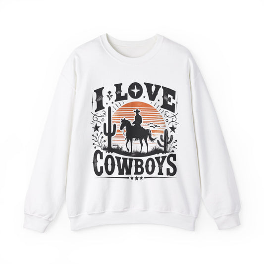 I Love Cowboys, Country Gift, Unisex Heavy Blend™ Crewneck Sweatshirt