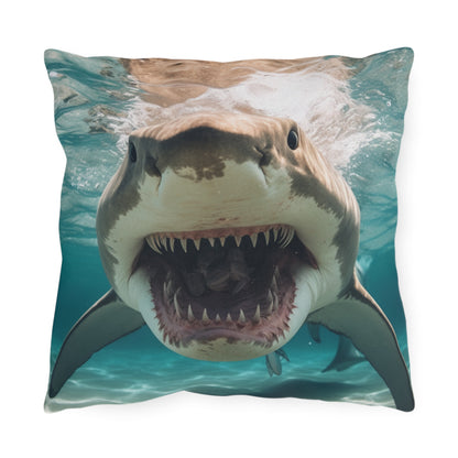 Bull Shark: River Monster Menace - Realistic Dark Water Predator - Outdoor Pillows