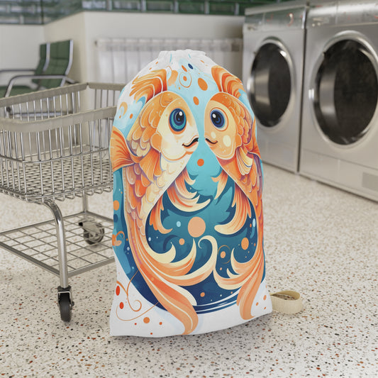 Charming Cartoon Fish Pisces - Dreamy Zodiac Illustration - Laundry Bag