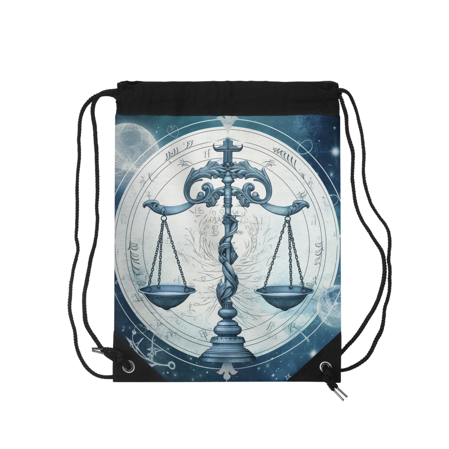 Tonos azules Libra Zodiac Cosmic Astro - Balanza y símbolos - Mochila saco