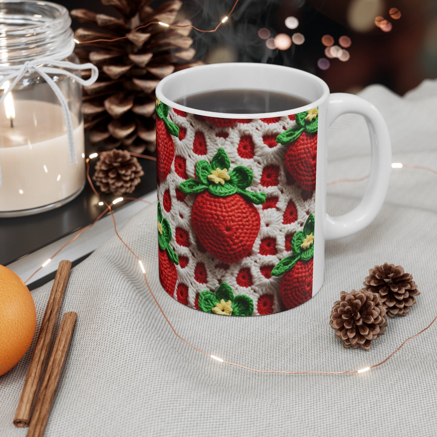 Strawberry Crochet Pattern - Amigurumi Strawberries - Fruit Design for Home and Gifts - Ceramic Mug 11oz