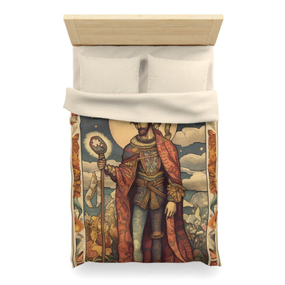 Expressive Tarot - 'The Fool' Card Artistic Reading Symbol - Microfiber Duvet Cover