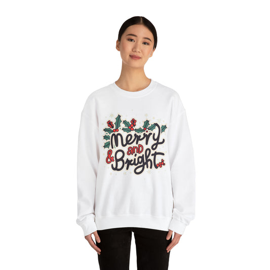 Merry and Bright Christmas Theme Holiday - Unisex Heavy Blend™ Crewneck Sweatshirt