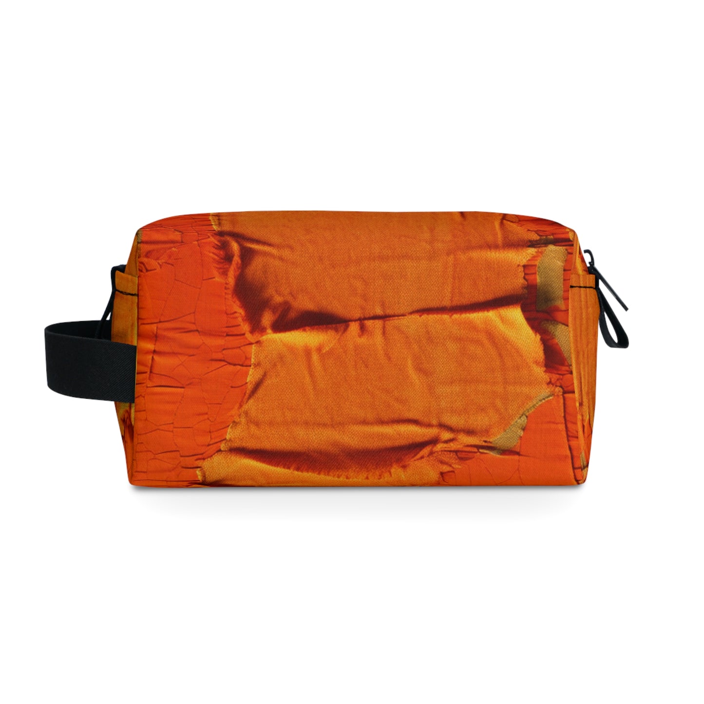 Fiery Citrus Orange: Edgy Distressed, Denim-Inspired Fabric - Toiletry Bag