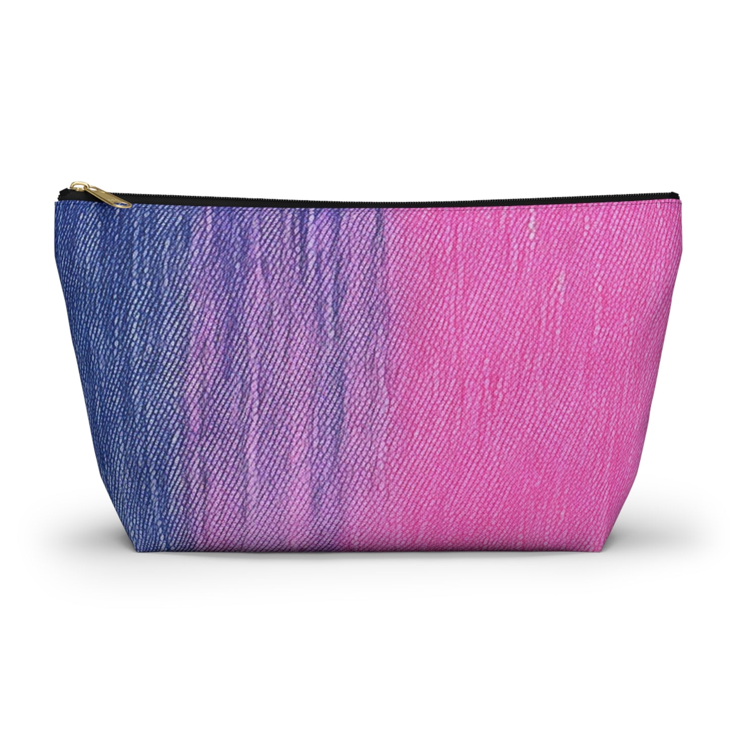 Dual Delight: Half-and-Half Pink & Blue Denim Daydream - Accessory Pouch w T-bottom