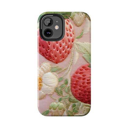 Red Berry Strawberries - Embroid Fruit - Healthy Crop Feast Food Design - Tough Phone Cases