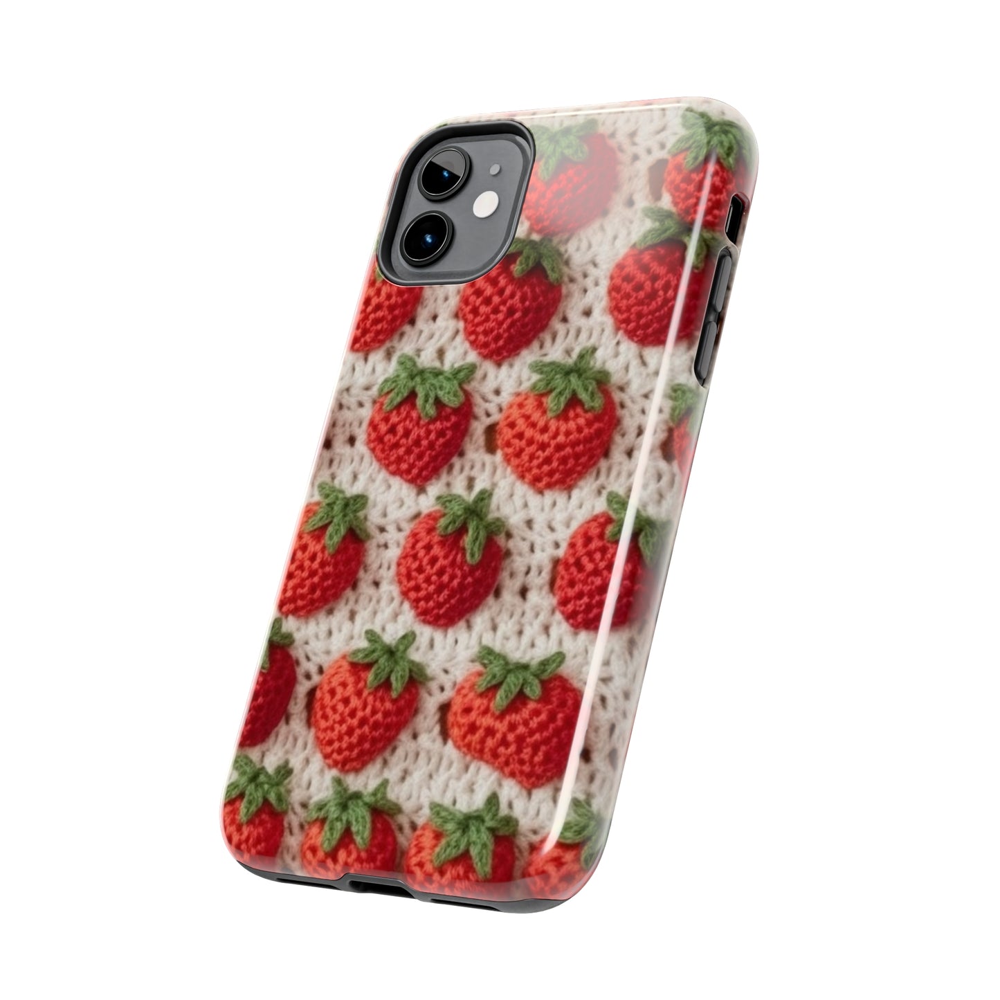 Strawberry Traditional Japanese, Crochet Craft, Fruit Design, Red Berry Pattern - Tough Phone Cases