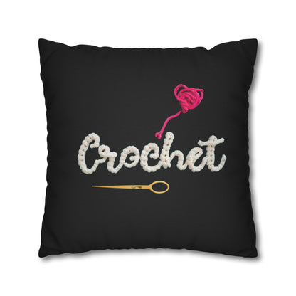 Crochet Love Gift - Heartfelt Fabric Fashion Collector Style - Spun Polyester Square Pillow Case