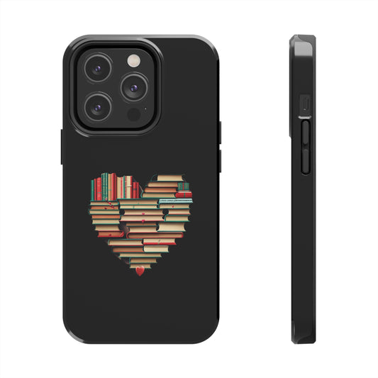 Valentines Day Book Love: Heart-Shaped Stack of Romantic Novels - Tough Phone Cases