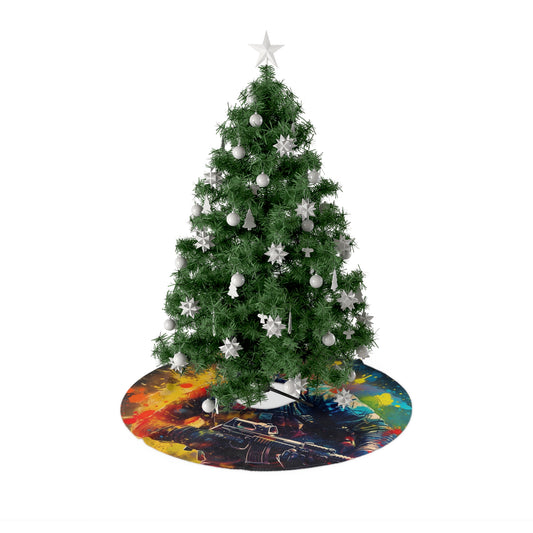 Paintball Game Sport: Professional Action Shot Target Player - Christmas Tree Skirts