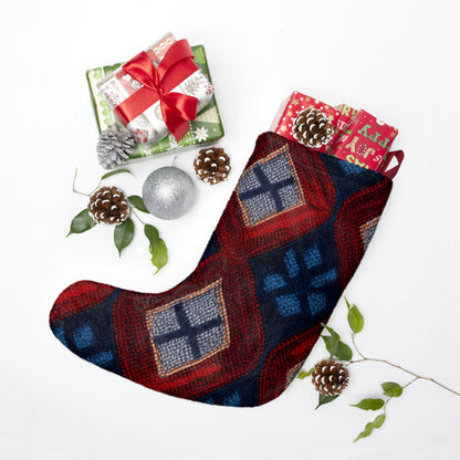 Moquette Majesty: Red & Blue Woolen Wonders - Christmas Stockings