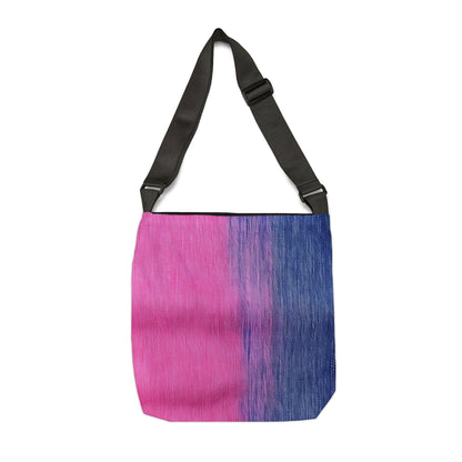 Dual Delight: Half-and-Half Pink & Blue Denim Daydream - Adjustable Tote Bag (AOP)