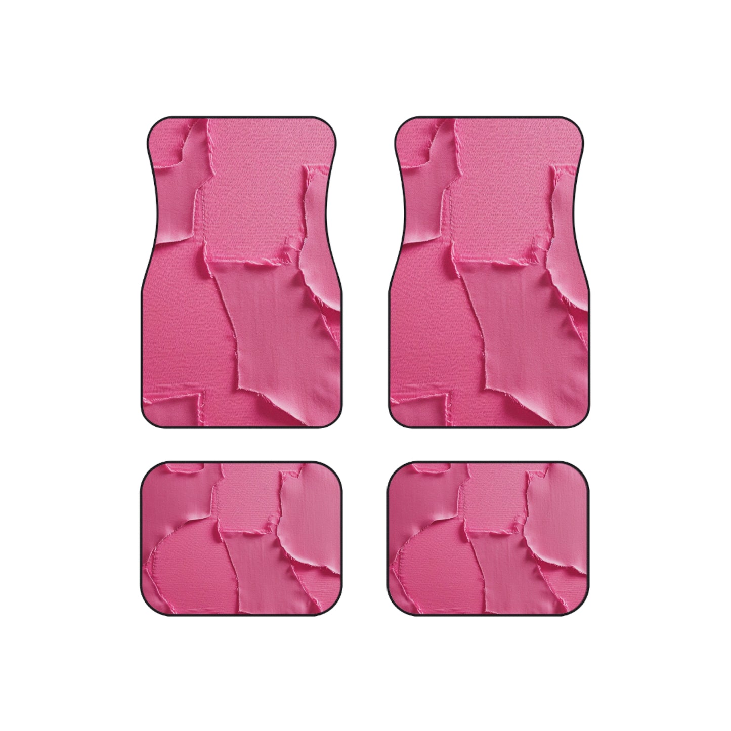 Distressed Neon Pink: Edgy, Ripped Denim-Inspired Doll Fabric - Car Mats (Set of 4)