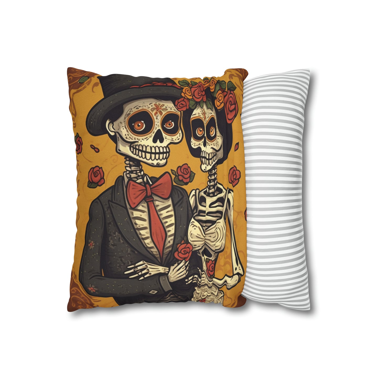 Halloween Wedding Marriage, Bride & Groom - Forever Soulmates - Spun Polyester Square Pillow Case