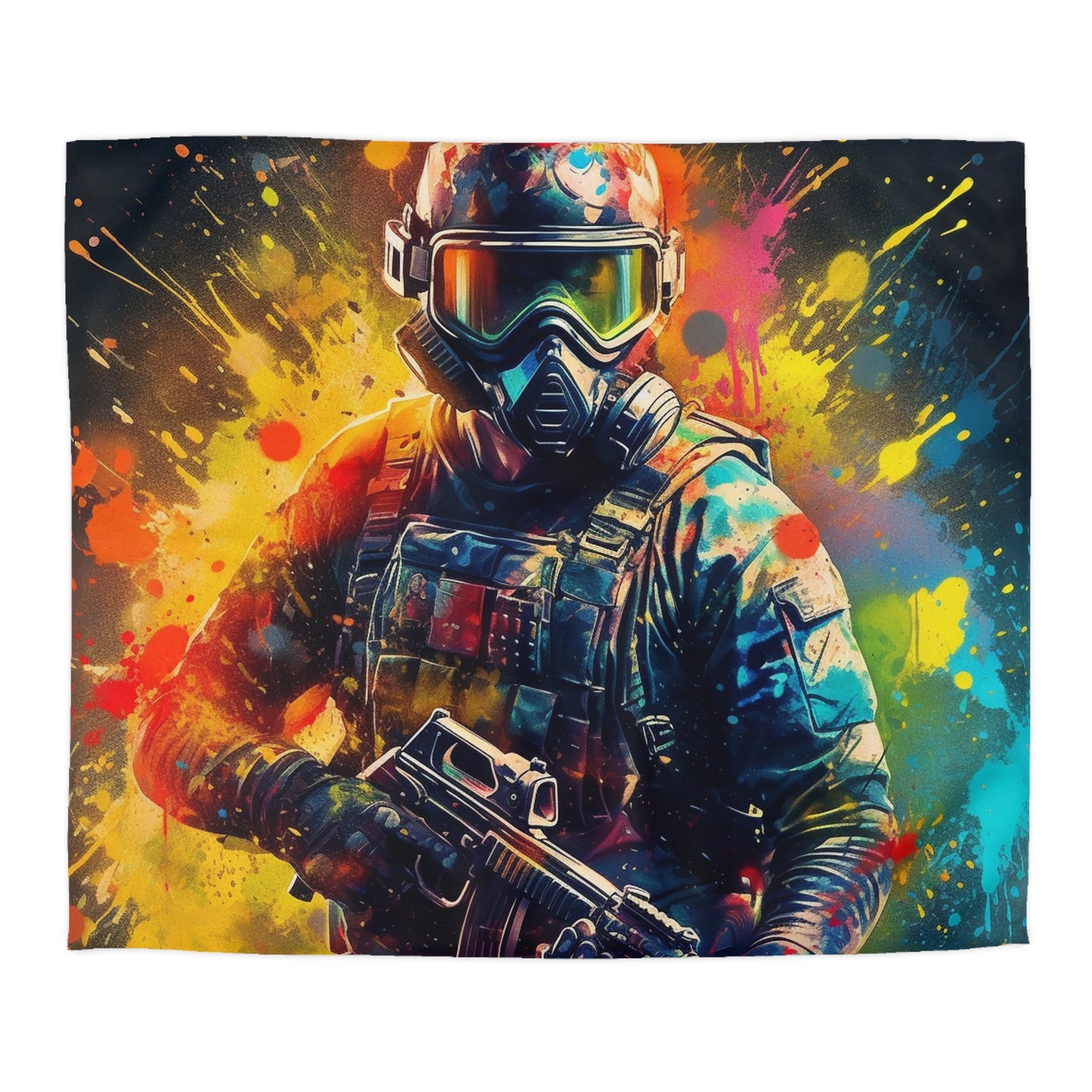 Paintball Game Sport: Professional Action Shot Target Player - Microfiber Duvet Cover