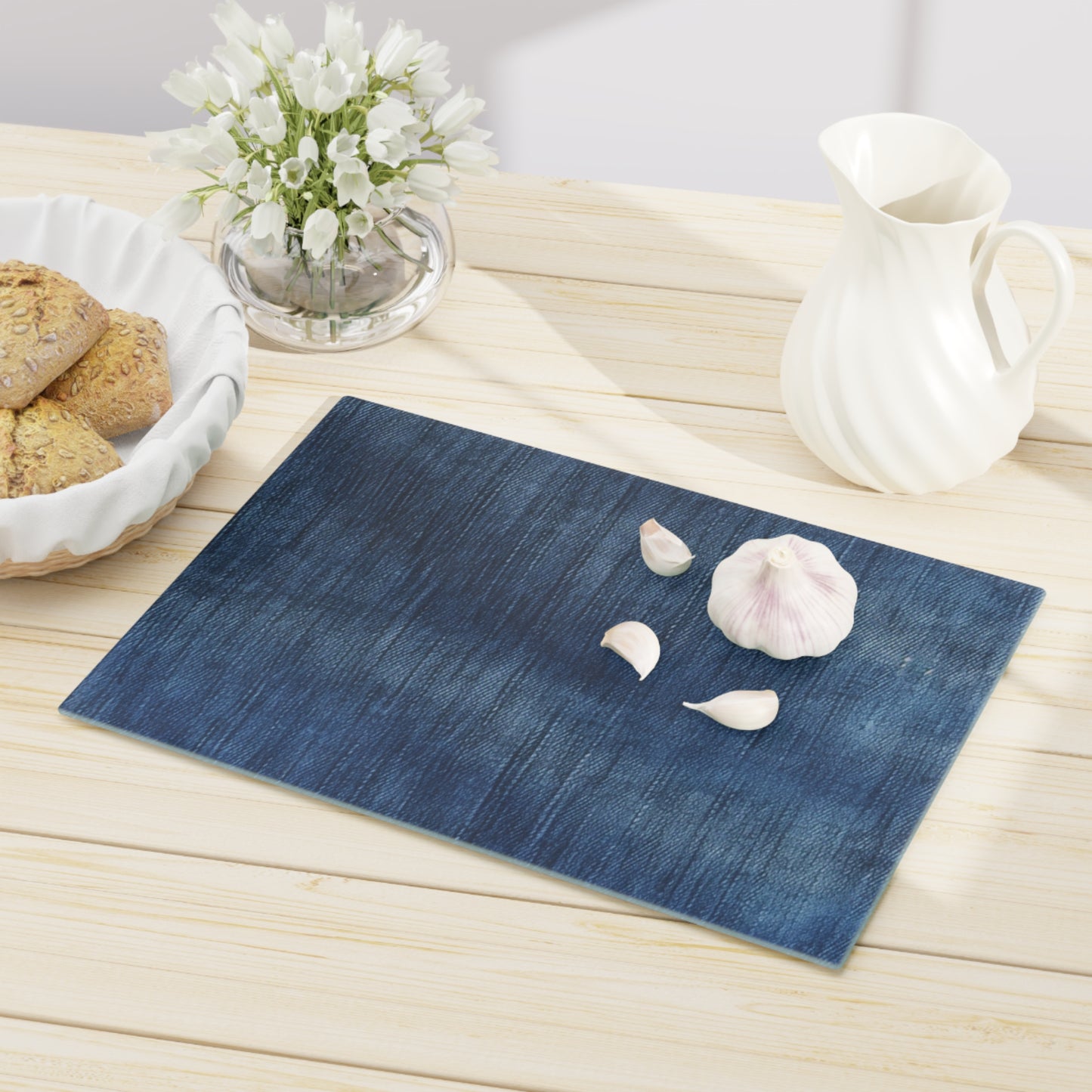 Indigo Splash: Washed Denim Reverie in Deep Blue - Cutting Board