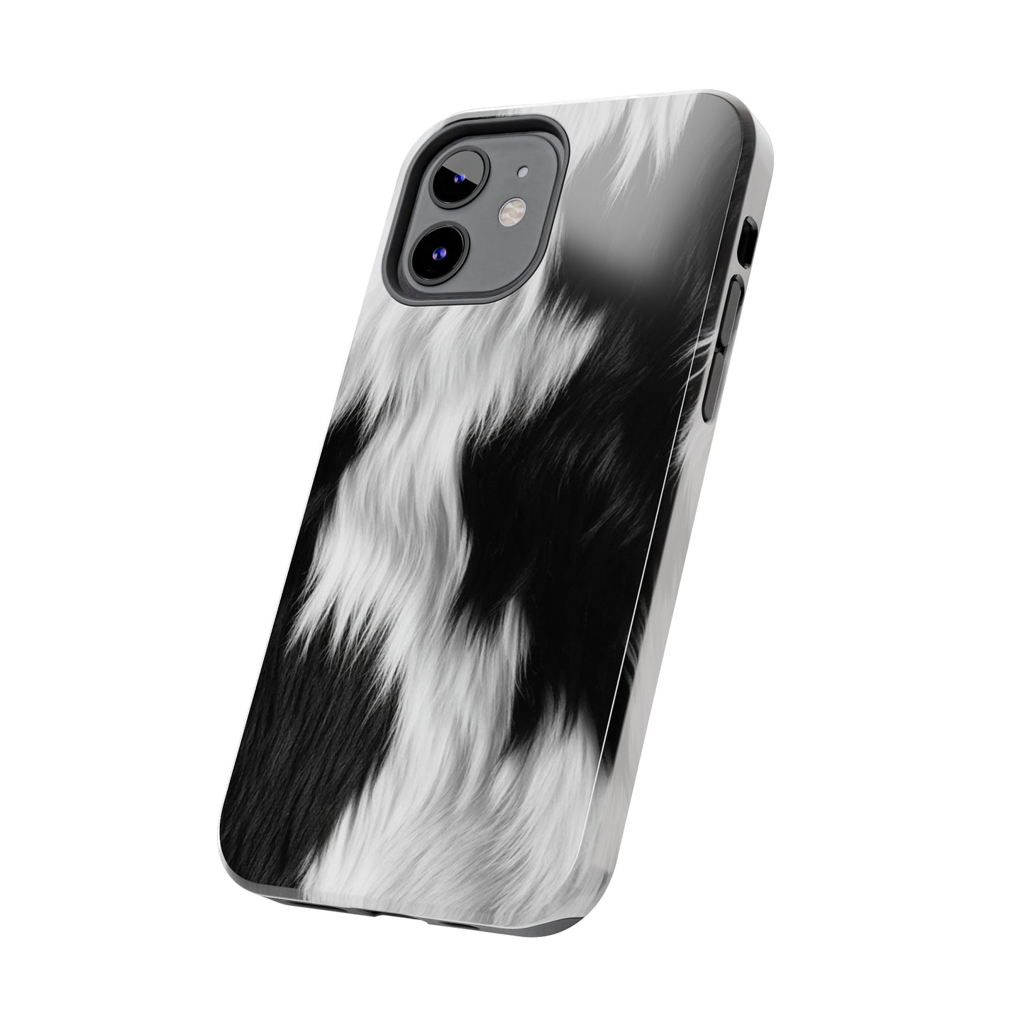 Cowhide on Hair Leather - Black and White - Designer Style - Tough Phone Cases