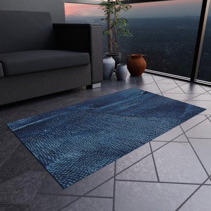 Dark Blue: Distressed Denim-Inspired Fabric Design - Outdoor Rug