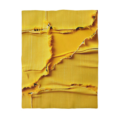 Banana Yellow Lemon: Bold Distressed, Denim-Inspired Fabric - Microfiber Duvet Cover