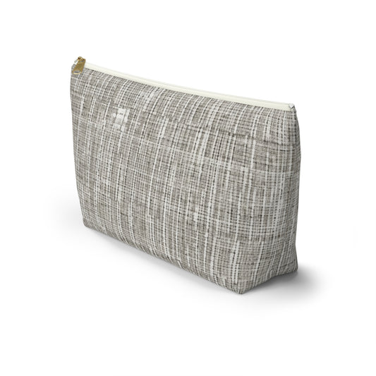 Silver Grey: Denim-Inspired, Contemporary Fabric Design - Accessory Pouch w T-bottom
