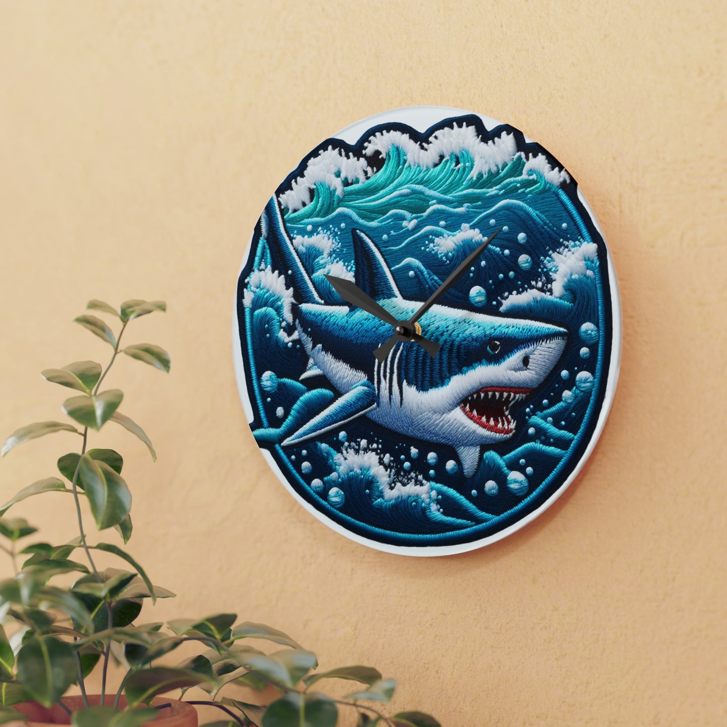 Tiburón oceánico - Reloj de pared acrílico 