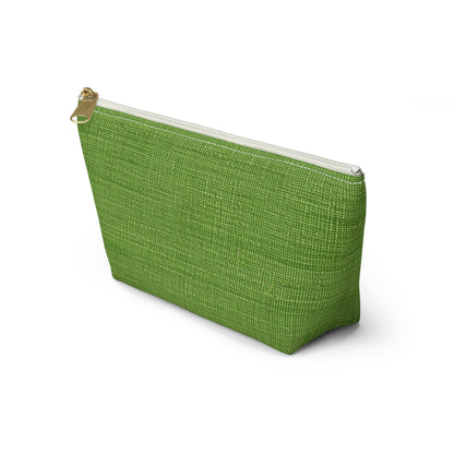 Olive Green Denim-Style: Seamless, Textured Fabric - Accessory Pouch w T-bottom