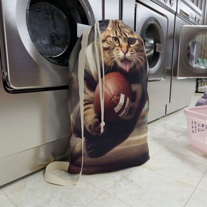 Football Field Felines: Kitty Cats in Sport Tackling Scoring Game Position - Laundry Bag