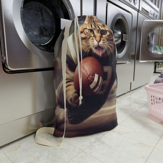 Football Field Felines: Kitty Cats in Sport Tackling Scoring Game Position - Laundry Bag