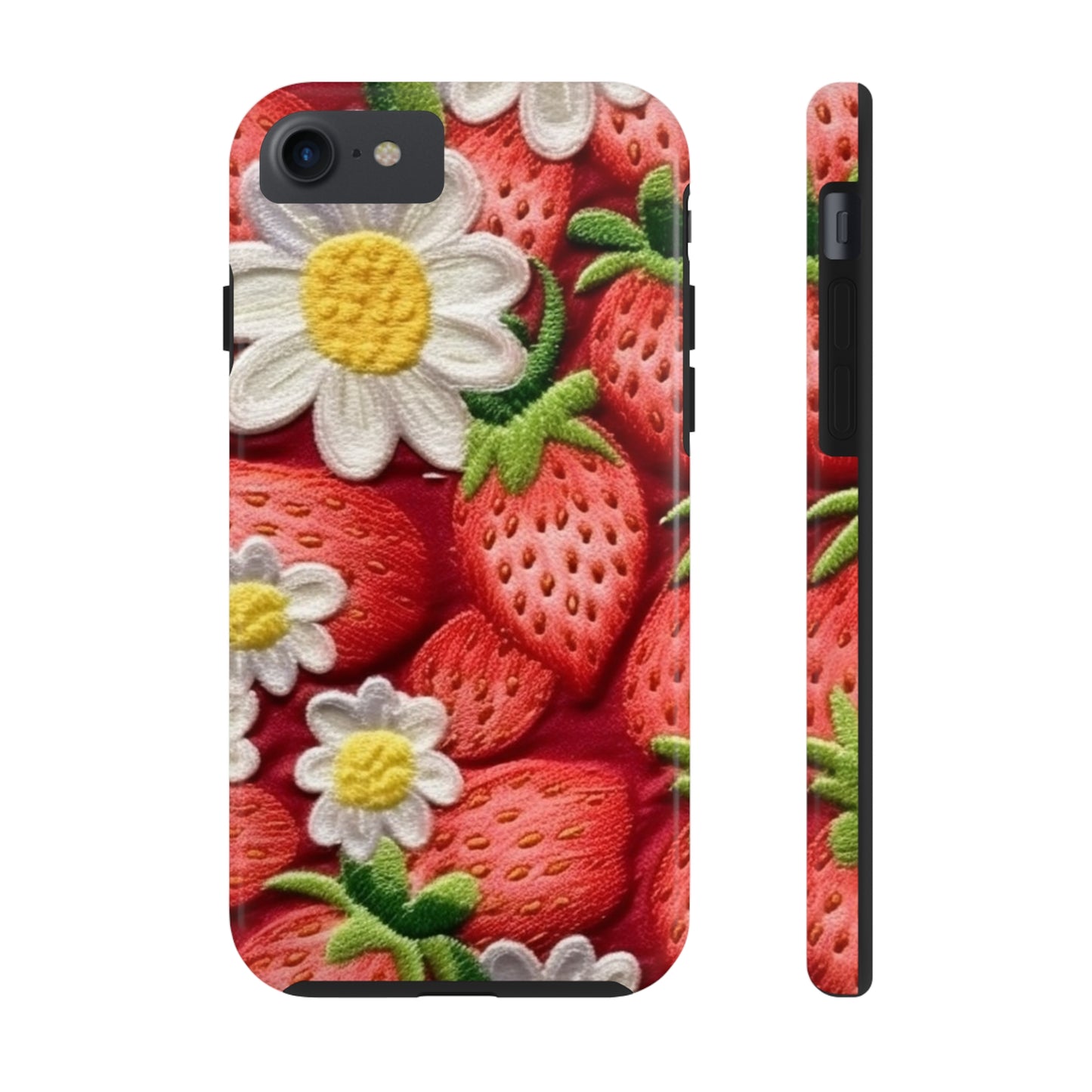 Strawberry Strawberries Embroidery Design - Fresh Pick Red Berry Sweet Fruit - Tough Phone Cases