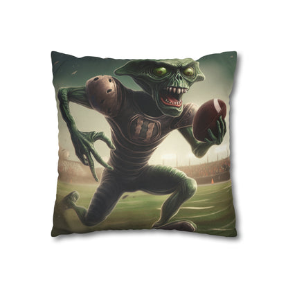 Alien Football Space Sport Game Stadium Athlete Galaxy Player - Spun Polyester Square Pillow Case