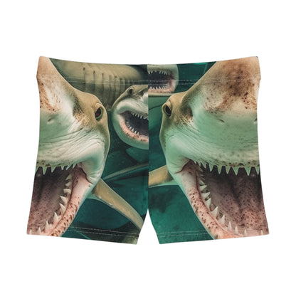 Tiburones limón risueños: Joyful Sea Jaws Ocean Deep - Pantalones cortos para mujer (AOP) 