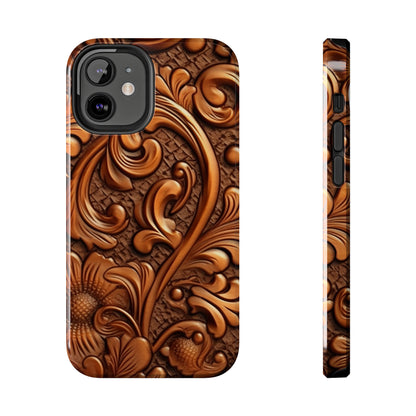 Leather Flower Cognac Classic Brown Timeless American Cowboy Design - Tough Phone Cases