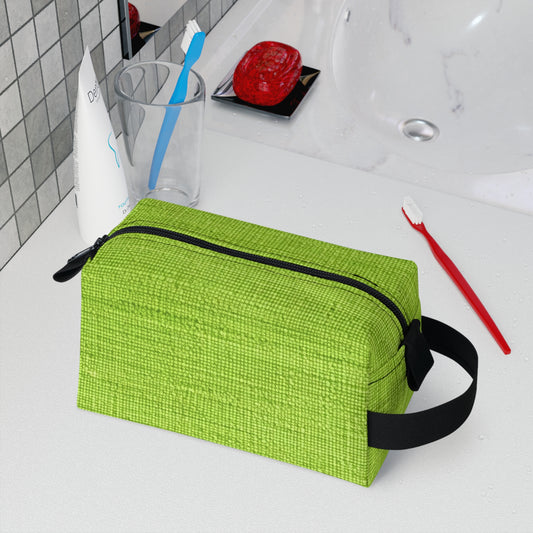 Lush Grass Neon Green: Denim-Inspired, Springtime Fabric Style - Toiletry Bag