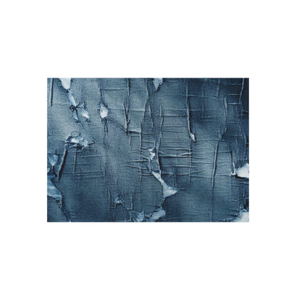 Distressed Blue Denim-Look: Edgy, Torn Fabric Design - Outdoor Rug