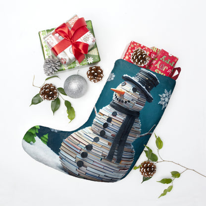 Enchanted Reader Snowman: Book Stack Lover Christmas Frosty Figure - Christmas Stockings