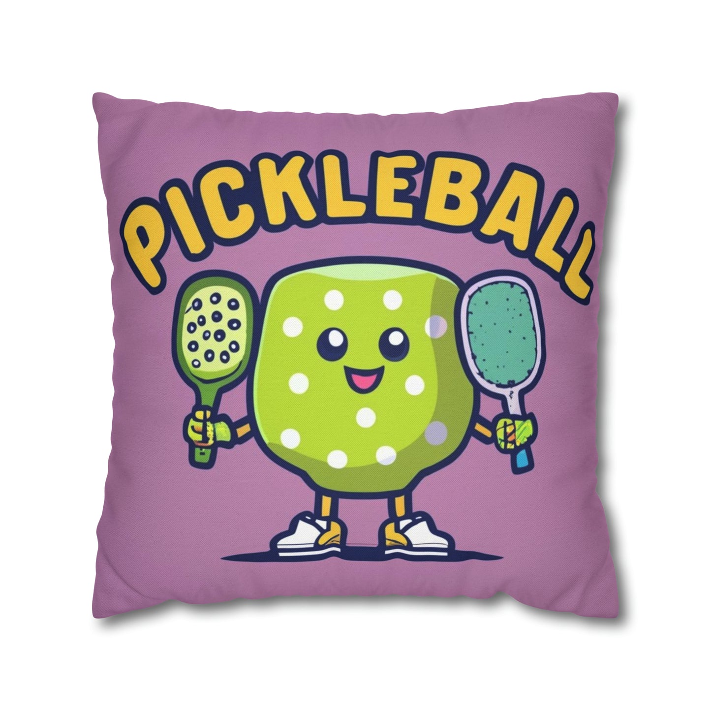 Pickleball Anime kawaii - Gráfico de dibujos animados - Personaje deportivo - Funda de almohada cuadrada de poliéster hilado 