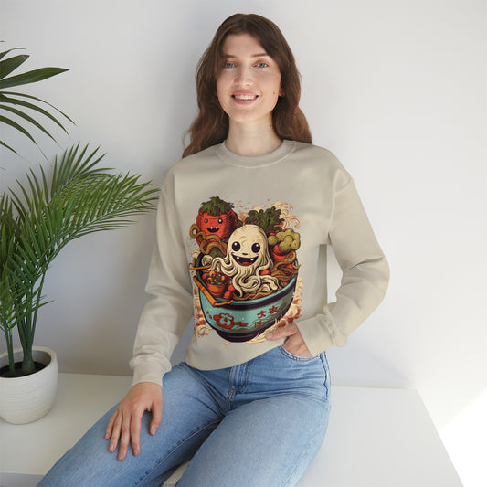 Ramen fantasma japonés de Halloween Diseño clásico navideño embrujado de Japón - Sudadera con cuello redondo unisex Heavy Blend™ 